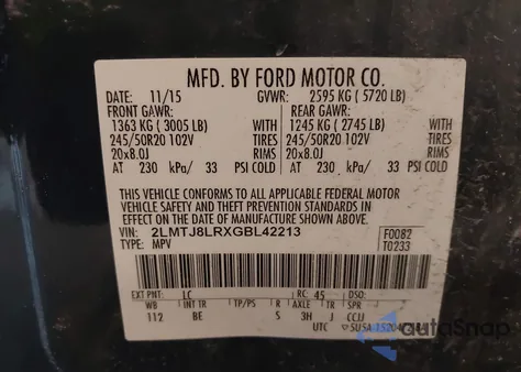 2016 Lincoln Mkx Reserve z USA, uszkodzony, nr VIN 2LMTJ8LRXGBL42213